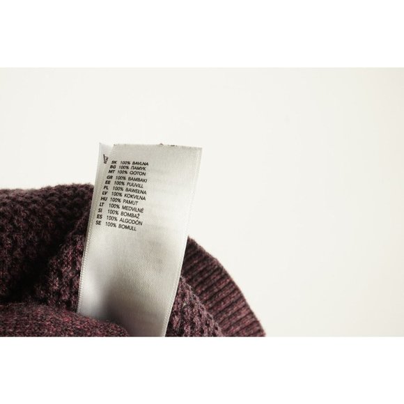 Mantaray Men's XL Burgundy Melange Cotton Open Knit Ribbed V-Neck Jumper Sweater - Picture 7 of 8